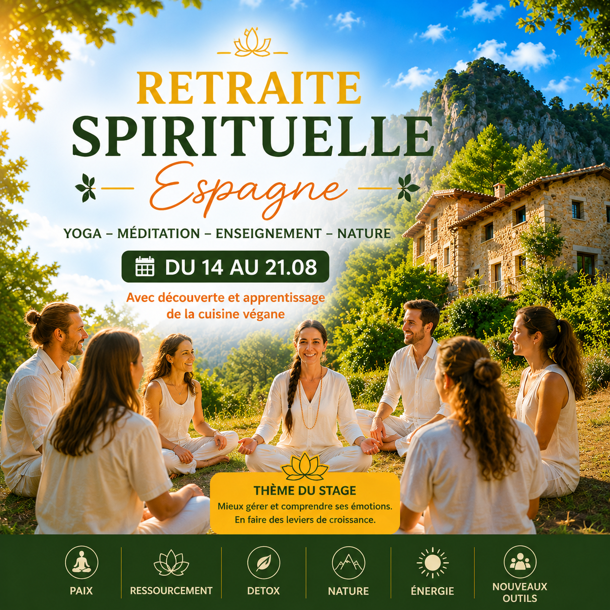 Retraite Spirituelle Espagne : Yoga - Méditation - Enseignement - Nature