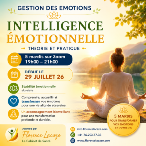 Initiation à la gestion des émotions (IE) début le 28.07.26 (5 mardis soirs)