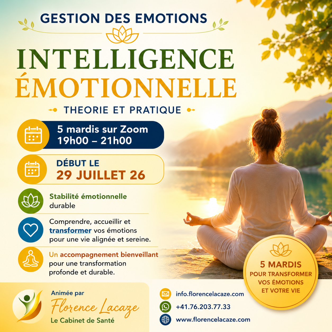 Initiation à la gestion des émotions (IE) début le 28.07.26 (5 mardis soirs)